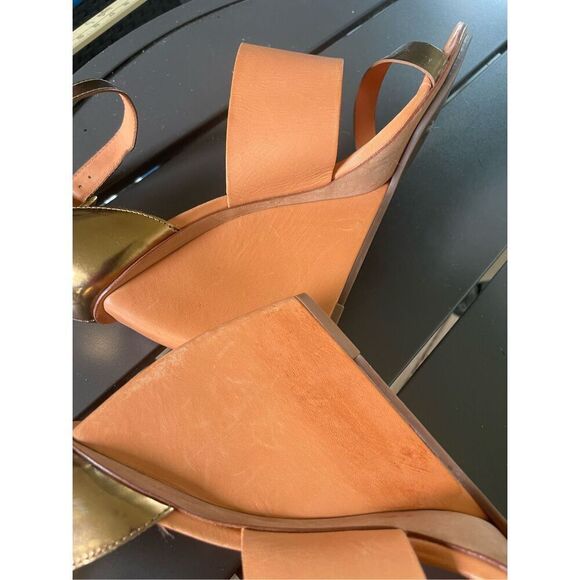 Rebecca Minkoff Stella Leather Wedge Shoes 8.5 Orange / Gold - Picture 13 of 15